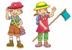 Cartoon Boy/girl Scout Stock Photo