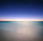 The Nice Star Over Sea Before Sunrise Stock Photo