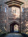 Entrance Arch To Peckforton Castle Stock Photo