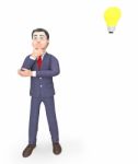 Character Thinking Indicates Power Source And Business 3d Render Stock Photo
