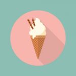 Ice Cream Cone Flat Icon Stock Photo