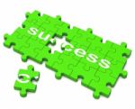 Success Puzzle Shows Attainment Of Wealth Stock Photo