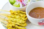 Grilled Pork Satay Thai Food Stock Photo