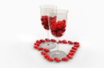Red Heart In Wine Glass Stock Photo