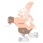 Map Of North America Continent Stock Photo