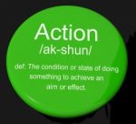 Action Definition Button Stock Photo