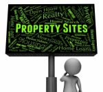 Property Sites Indicates Signboard Internet And Residence 3d Rendering Stock Photo