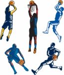 Basketball Woodcut Collection Stock Photo