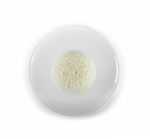 Cooked Rice With Plate Isolated On White Background Stock Photo