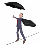 Businessman Balancing Shows Tightrope Walker And Balanced 3d Ren Stock Photo