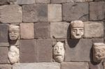 Face Wall At Tiwanaku, Altiplano, Titicaca Region, Bolivia Stock Photo