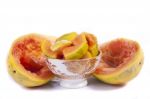 Papaya Fruit Sliced Stock Photo