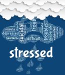 Stressed Word Shows Overload Wordcloud And Words Stock Photo