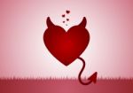 Heart Devil With Grass And Copy-space  Background Stock Photo