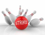 Bowling Strike Shows Ten Pin 3d Rendering Stock Photo