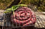 Uncooked Sausages For Barbecue. Travel Cooking Stock Photo