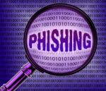 Computer Phishing Means Magnifier Magnifying And Internet Stock Photo