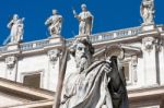 Monuments On The Saint Peter Basilica Roof Stock Photo