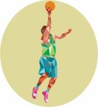 Basketball Player Lay Up Rebounding Ball Low Polygon Stock Photo