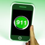 Nine One On Phone Shows Call Emergency Help Rescue 911 Stock Photo