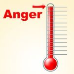 Anger Thermometer Indicates Cross Irritated And Temperature Stock Photo
