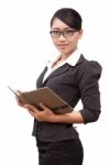 Asian Business Lady With Diary Stock Photo