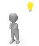 Thinking Lightbulb Shows Power Source And Character 3d Rendering Stock Photo