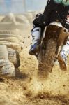 Motocross Bike Increase Speed Stock Photo