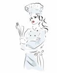 Chef. Woman A In Cooker's Uniform Stock Photo