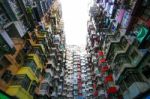 A Look Up View Of Quarry Bay In Hong Kong,china Stock Photo