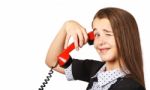 Teen Girl Speaks By Phone Stock Photo