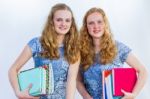 Schoolgirls Carrying Textbooks Stock Photo