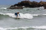 Bude, Cornwall/uk - August 12 : Surfing At Bude In Cornwall On A Stock Photo