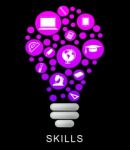 Skills Lightbulb Indicates Competence Capable And Expertise Stock Photo