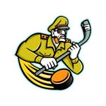 Army General Ice Hockey Sports Mascot Stock Photo