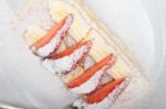 Napoleon Strawberry Cake Dessert Stock Photo