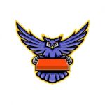 Great Horned Owl Banner Mascot Stock Photo