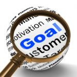 Goal Magnifier Definition Shows Future Aims And Aspirations Stock Photo