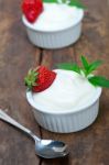 Organic Greek Yogurt And Strawberry Stock Photo