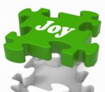 Joy Puzzle Shows Cheerful Joyful And Enjoy Stock Photo