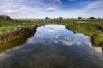 Spring Countryside Water Stream Landscape Stock Photo