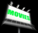 Movies Sign Displays Hollywood Entertainment And Picture Shows Stock Photo