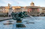 Tritons And Dolphin Fountain Trafalgar Square Stock Photo