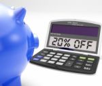 Twenty Percent Off Calculator Means Price Cut Stock Photo