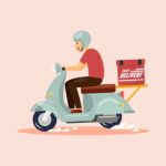 Delivery Boy Ride Scooter Stock Photo
