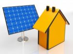 Solar Panel By House Showing Renewable Energy Stock Photo