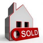 Sold House Shows Successful Offer Or Auction Stock Photo