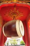 Big Drum In A Buddhist Temple Used For Telling Midday Meal Stock Photo