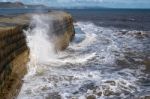 The Cobb Harbour Wall In Lyme Regis Stock Photo