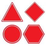 Triangle Hexagon Square And Circle Red Sign Isolated On White Background Stock Photo